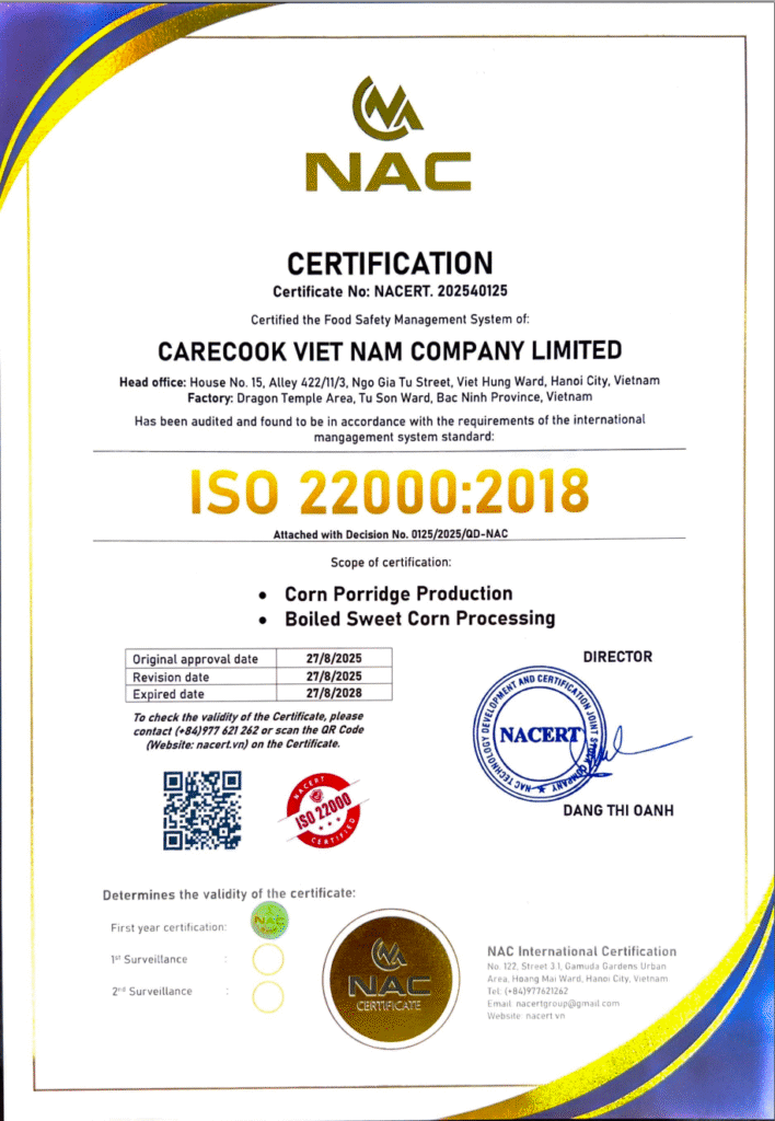 Carecook viet nam chung chi iso 22000